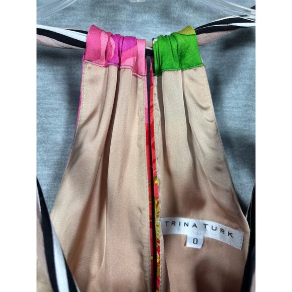 Trina Turk Dress Sz 0 Floral Dress Colorful Midi Rose - Picture 3 of 5